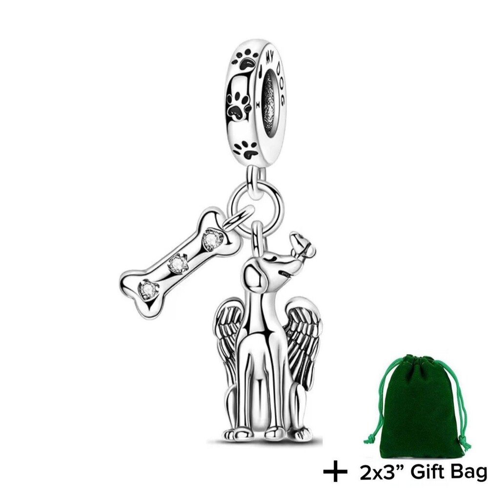 Brand New Angel Dog Dangle Charm | 925 Silver | Brand New